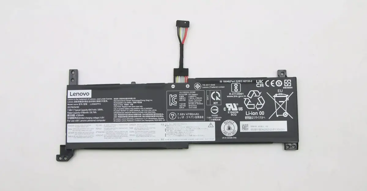 LENOVO V14 V15 Gen 2 IdeaPad 3-14ITL6 L20C2PF0, L20C3PF0, L20M2PF0, L20L2PF0, L20L3PF0(TYPE B) Laptop Battery 7.68V 4947mAh/38Wh