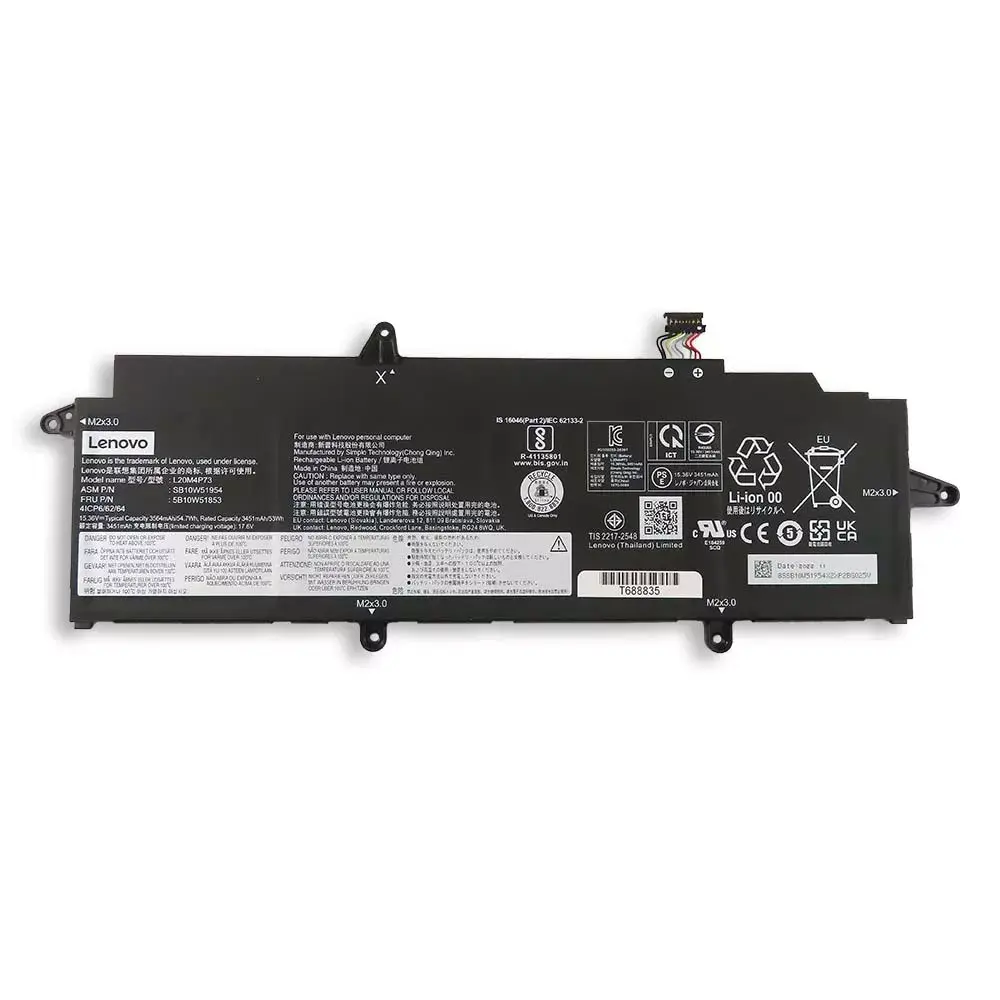 Lenovo ThinkPad X13 Gen 2, L20M4P73, L20C4P73, L20L4P73, L20D4P73 Laptop Battery 15.36V 3564mAh/54.7Wh