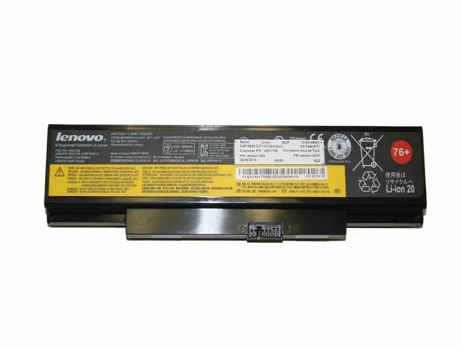 Lenovo Thinkpad E550, E550c, E555 Series, 76+ 3INR19/65-2, 45N1758, 45N1759, 45N1760 Laptop Battery, 10.8V 4100mAh/48Wh